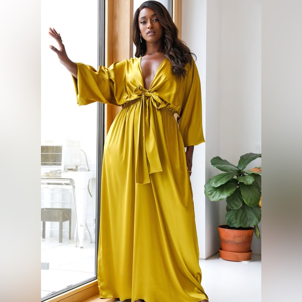 Gold Satin Long Dress